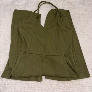 Aerie Olive Green Ribbed Jumpsuit